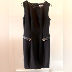 Calvin Klein Fitted Dress with Leather Pocket detail